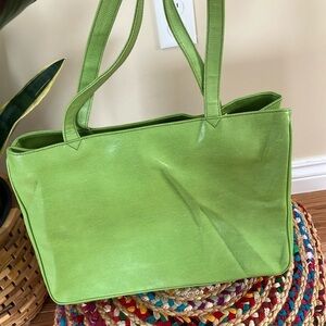 Vintage M London Green Crocodile Embossed Leather Tote Bag